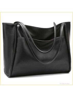 Faux Leather Tote Bag Zip Closure Large Purse Hobo Handbag